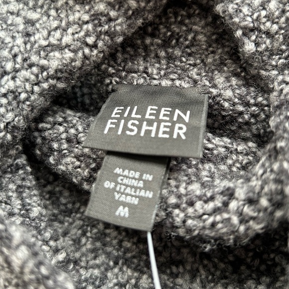 NWT Eileen Fisher Wool Cashmere Melange Turtleneck Sweater Gray Chunky Medium - Picture 5 of 6